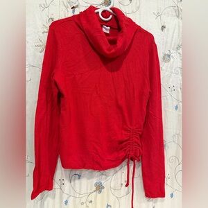 No Boundaries Vibrant Red Cowl Neck Top